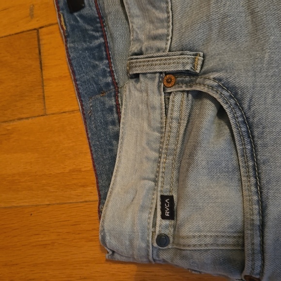 Good Pre-Owned Cond RVCA Light Blue Dagger Jeans W 34" L 32" - Picture 4 of 6